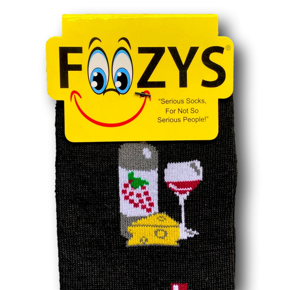 3/$15 Wine & Cheese Funny Novelty Crew Socks - NWT - Picture 2 of 3